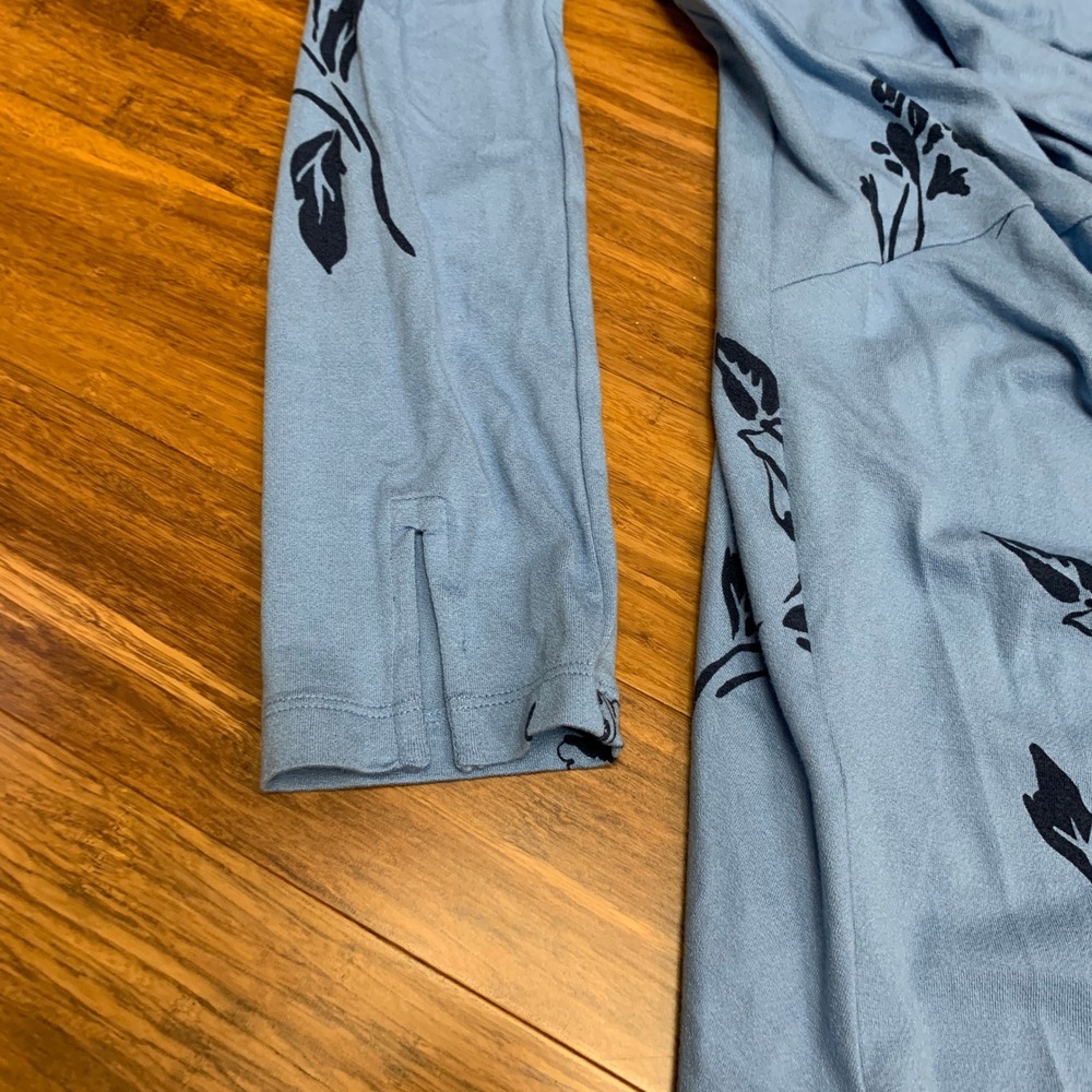 Free People Love and Be Loved Blue Floral Print Long Sleeve Maxi Dress Slit NWT - Picture 3 of 11